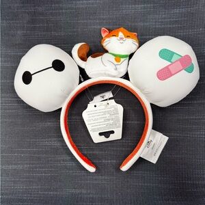 Disney Parks Big Hero 6 Baymax & Mochi Plush Minnie Mouse Ears Headband